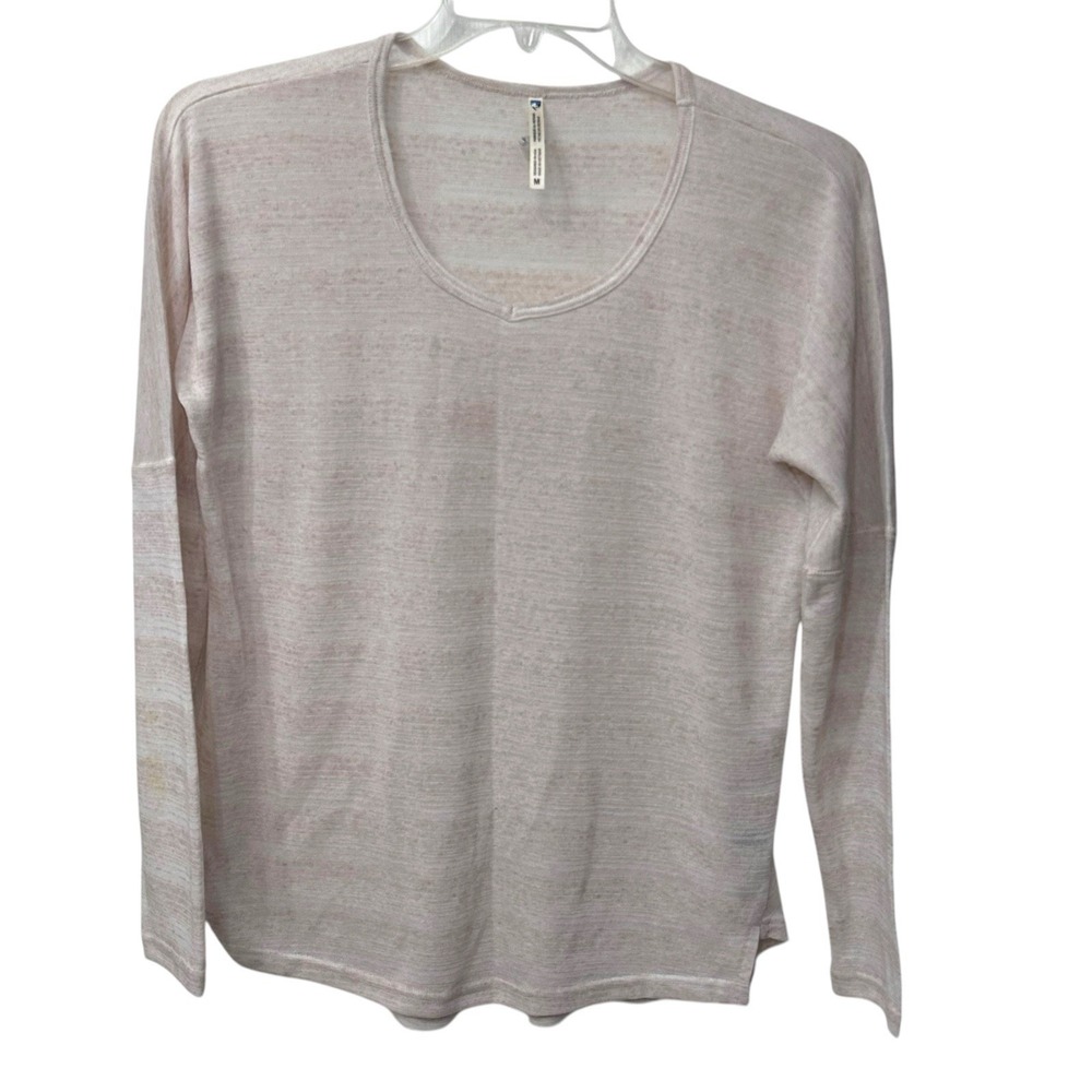Kuhl Womens Sylvie Long Sleeve Top Sz L Lightweight Tan Outdoor Stripe Neutral